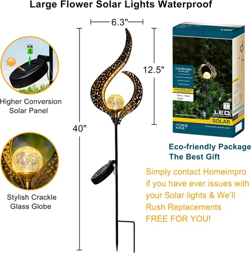 Miniatura 4 de Homeimpro Luces solares para exteriores, luces LED impermeables para jardín, césped, patio o patio Flower 1Pack