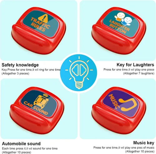 Miniatura 5 de HONGTUO Juguete de Autobús con Sonido y Luz, Juguete de Volante de Simulación con Engranajes, Juguetes de Autobús para Niños Pequeños con Música
