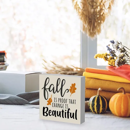 Miniatura 3 de Letrero rústico de madera con texto en inglés "Fall is Proof That Change is Beautiful", decoración de obra de arte de otoño y Acción de Gracias
