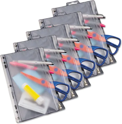 Miniatura 3 de Oxford 68599 - Bolsillo para carpeta de anillos con cremallera, 9 1/2 x 6, transparente