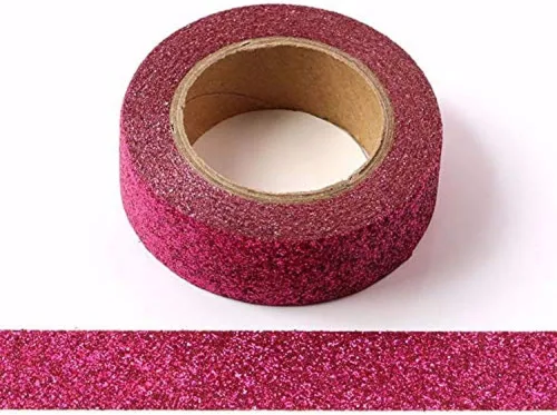 Miniatura 5 de Syntego Cinta Washi con purpurina roja, decorativa, autoadhesiva, para manualidades Rojo