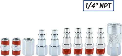 Miniatura 6 de Kit de accesorios para herramientas neumáticas de 18 piezas con manguera de PVC de 3/8 pulgadas x 25 pies, accesorios de conexión rápida NPT de 1/4