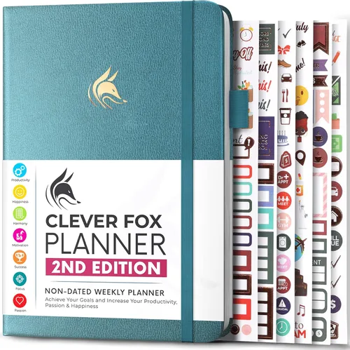 Miniatura 15 de Clever Fox - Agenda 2ª Edición – Planificador de Metas Semanales y Mensuales Colorido, Organizador de Gestión del Tiempo y Productividad, Sin Fecha