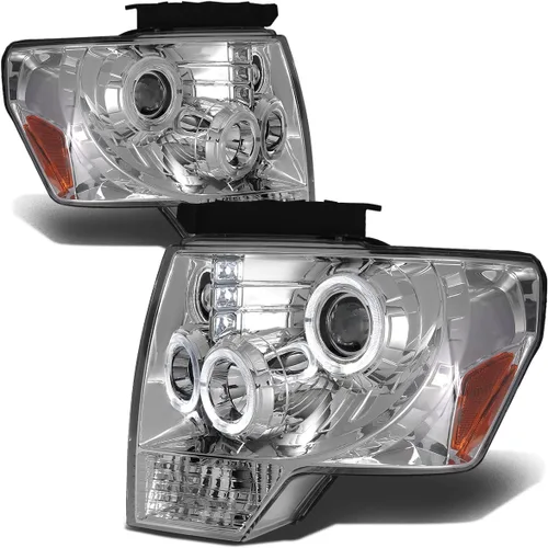 Miniatura 6 de DNA Motoring HL-OH-F1509-BK-CL1 - Faros delanteros con carcasa negra y lente transparente compatibles con Ford F150 09-14
