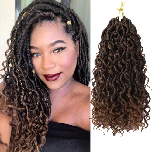 Miniatura 16 de Rastas sintéticas de cabello de ganchillo de 10 pulgadas, cabello de ganchillo Ombre Goddess Locs para mujer, trenzas de ganchillo suaves y rizadas