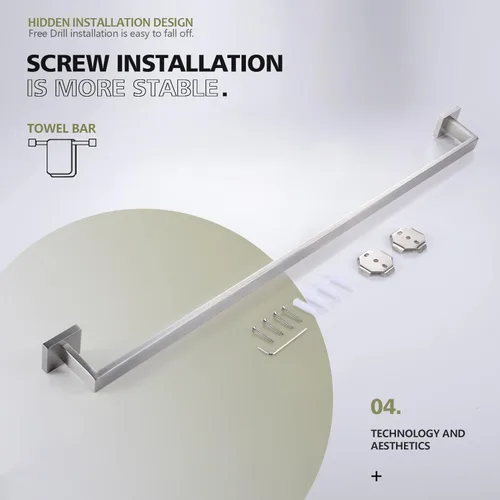 Miniatura 7 de KOKOSIRI Toallero individual de 36 pulgadas, soporte para toallas de cocina de baño, toallero de acero inoxidable SUS304 montado en la pared, níquel