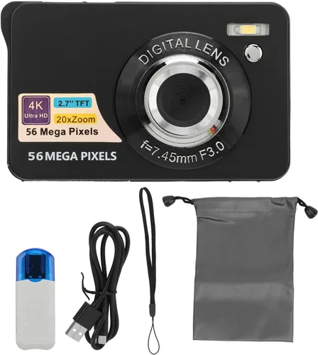 Miniatura 7 de Cámara digital, video 4K de 56 MP con zoom de 20x, pantalla LCD de 2.7 pulgadas, cable USB, compacto, almacenamiento de 128 GB, color negro