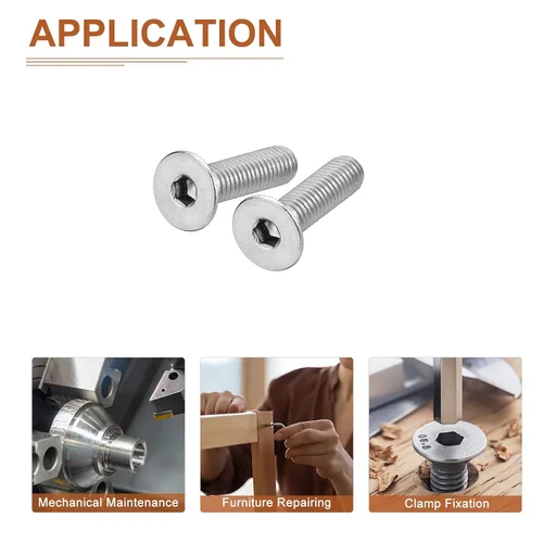 Miniatura 5 de DTGN Tornillos de cabeza plana M5-0.031 x 0.787 in, paquete de 50 tornillos de cabeza plana de acero inoxidable 304, rosca completa, pernos