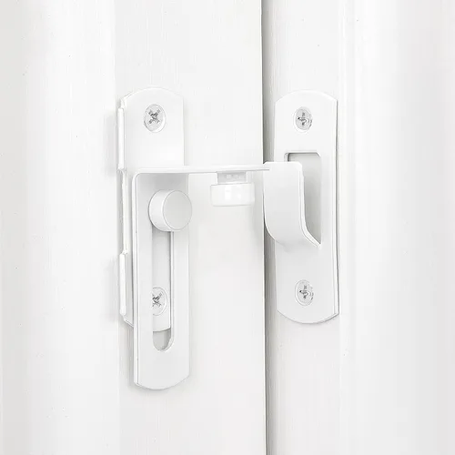 Miniatura 4 de INIRET Paquete de 2 pestillos blancos de 90 grados para puerta de granero, cierre de puerta de acero inoxidable para puerta de granero, cerradura