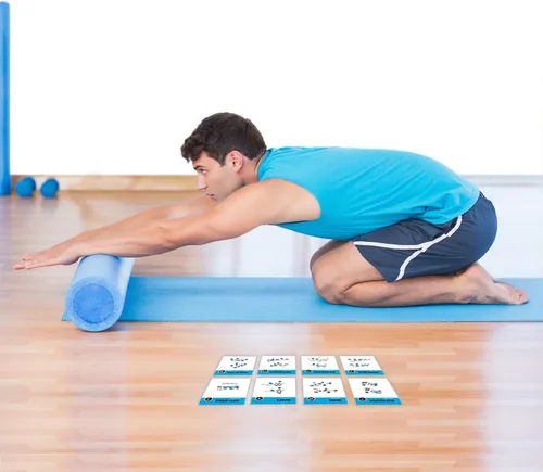 Miniatura 3 de NewMe Fitness Tarjetas de entrenamiento con rodillo de espuma – Baraja de instrucciones para mujeres y hombres, guía de fitness para principiantes