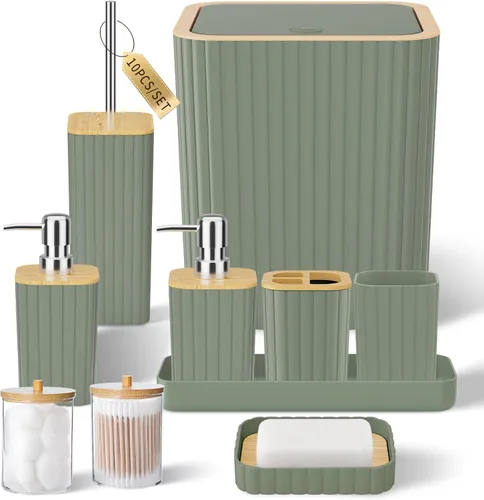 Miniatura 47 de XLHOMO Bathroom Set- 25PC Beige Bathroom Set, Bathroom Set with Shower Curtain and Rugs, Beige Shower Curtain Set, Toilet Brush, Bathroom Trash Can