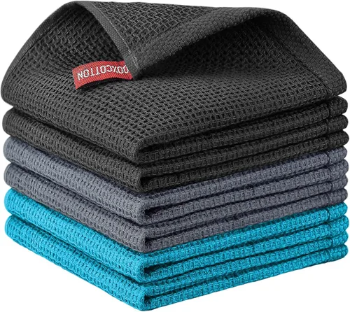 Miniatura 113 de Nialnant - Toalla de cocina 100% algodón, tejido gofre, suave, absorbente y de secado rápido, toallas para secar platos, trapos de limpieza - Multi