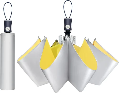 Miniatura 25 de Cuby Paraguas UV compacto plegable paraguas ligero portátil manual paraguas de viaje para resistente a la lluvia y 99% de protección UV con Negro