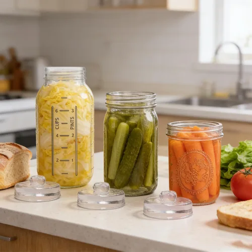 Miniatura 5 de Paquete de 4 pesos de fermentación con mango de fácil agarre, pesas de fermentación de vidrio para frascos Mason de boca ancha, kit de fermentación