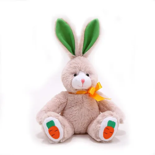 Plushland Conejito de Pascua, suave y encantador conejo de zanahoria de primavera, juguete de peluche para niños y niñas, decoración de Pascua, Beige
