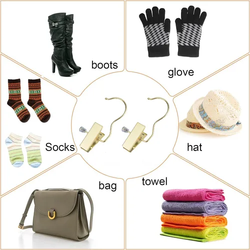 Miniatura 2 de Ganchos para botas de 4.5 pulgadas, ganchos de metal dorados para colgar guantes, zapatos, ganchos de lavandería, extensiones de cabello, clips