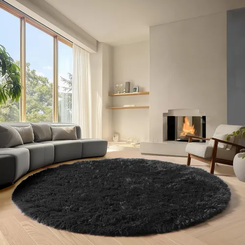 Miniatura 12 de ONASAR - Alfombra de pasillo negra de 2 x 6 pies, esponjosa, lavable, ultrasuave, afelpada, peluda, tapete para bebés, dormitorio de niños, armario
