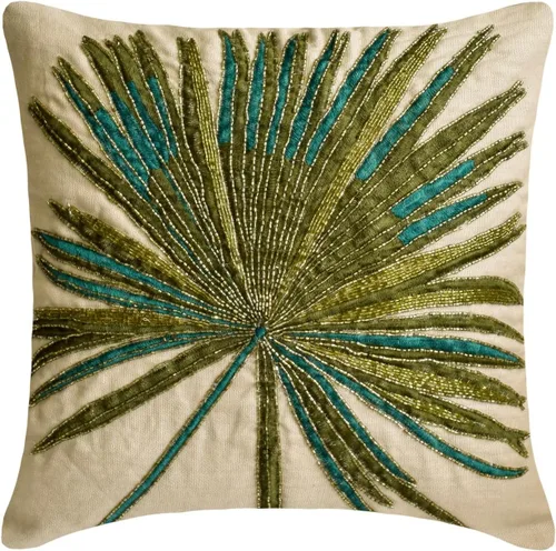 Miniatura 19 de The HomeCentric Fundas de almohada decorativas con bordes de 12 x 12 pulgadas Funda de cojín de seda de arte moderno Fundas de almohada verdes