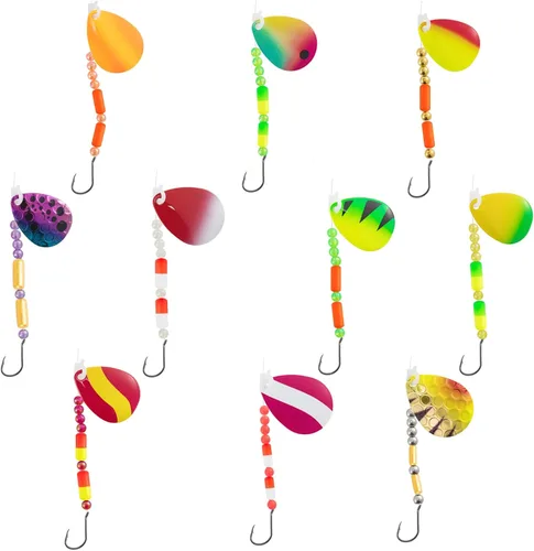 Miniatura 9 de Dr. Fish 10 Pack Walleye Rigs Kit, 47 Inches, 15LB Mono Crawler Harness Walleye Float Rig Colorado Spinner Octopus Hooks for Freshwater Trolling