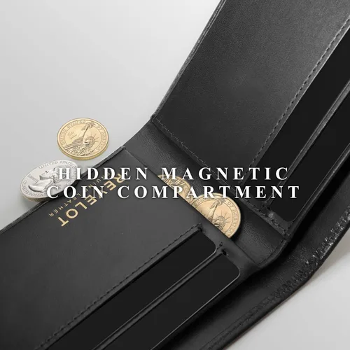 Miniatura 3 de REVELOT Cartera delgada clásica piel auténtica con bloqueo RFID W2 Negro - Minimalista