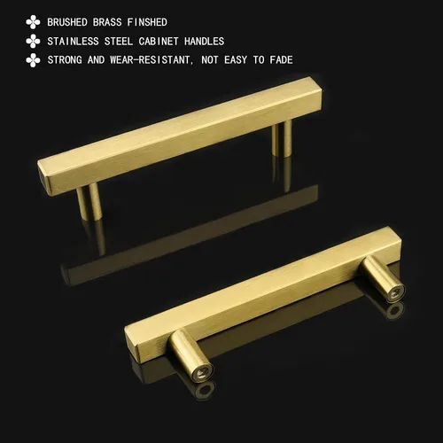 Miniatura 3 de Goldenwarm Paquete de 5 manijas negras de gabinete de 2-1/2 pulgadas (2.520 in) color negro mate, tiradores de cajón en T para armarios de cocina
