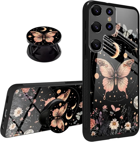 Miniatura 24 de Funda para Samsung Galaxy S22 Ultra Phone Grip con soporte expandible Soporte Soporte Kickstand, TPU suave a prueba de golpes Anti-arañazos Tapa
