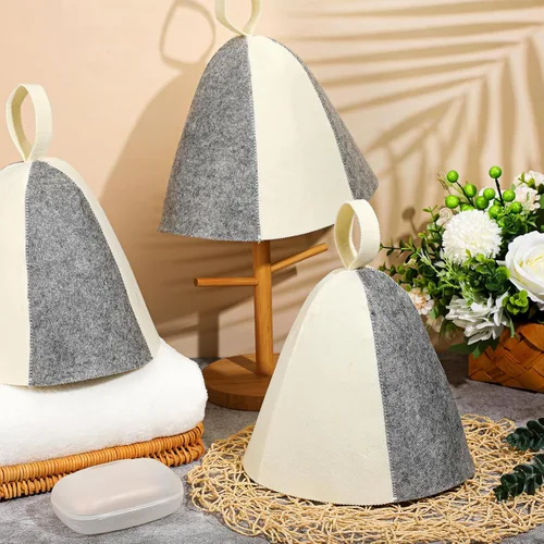 Miniatura 6 de Jiuguva Sombreros de sauna de lana, sombreros rusos para sauna, sombreros de sauna para mujeres, accesorios de ducha de sauna