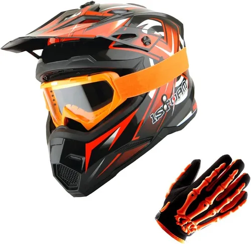 Miniatura 25 de 1Storm - Casco de motocross para adultos, BMX, MX, ATV, Dirt Bike, motocicleta cuádruple de cuatro ruedas, estilo de carreras, HF801 Sonic Blue