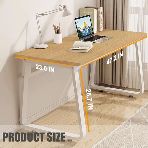 Miniatura 7 de Escritorio de Computadora de Estilo Moderno Simple para Oficina en Casa, Mesa de Escritura Pequeña de 47.2 Pulgadas para Escritorio o Dormitorio