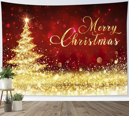 Miniatura 17 de HVEST Tapiz navideño de invierno para colgar en la pared, muñeco de nieve divertido con sombrero azul y tapices de regalo de Navidad, tapiz de pino