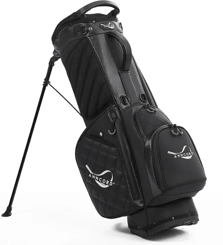 ANNCORD Golf Stand Bag with 14 Way Full Length Dividers, PU Leather Golf Bag for Men, Waterproof Golf Bags with Stand, 6 Pockets & Cooler Pouch,