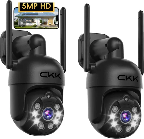 Miniatura 10 de CKK [Cámara de seguridad 3K para exteriores] Visión nocturna a color, cámaras PTZ inalámbricas para seguimiento automático del hogar, audio de 2