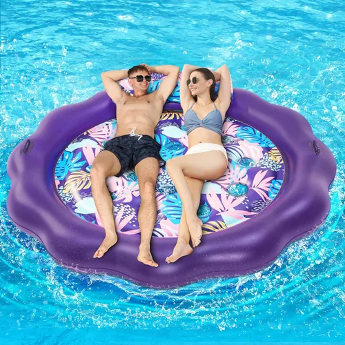 Miniatura 12 de OKSUWATER - Flotadores de piscina para adultos, resistente, 75 x 75 pulgadas, flotador inflable para piscina con almohada extraíble y asas