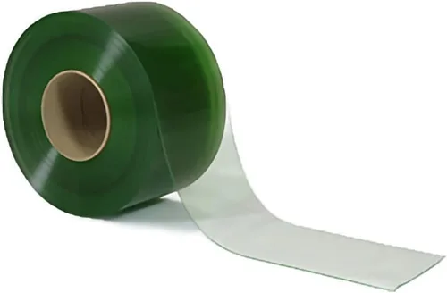 Miniatura 5 de Rollo a granel de cortina de tiras de PVC para puerta estándar, liso, transparente, tamaño 15 cm de ancho x 0,15 cm de grosor, aprobado para Claro