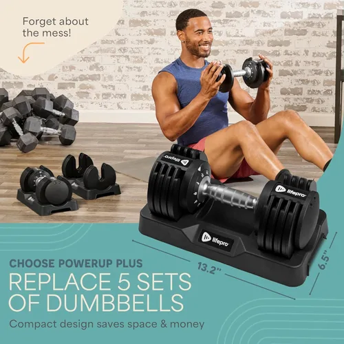 Miniatura 5 de Lifepro Adjustable Dumbbells Set – Quick Adjustment, Anti Slip Handle – Space Saving & Strength Training Weights for Home Gym Exercise & Fitness Par