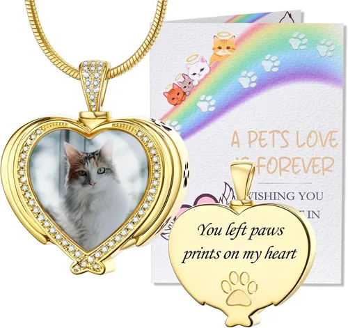 Miniatura 26 de Fanery Sue Collar personalizado para cenizas de mascotas para perros y gatos, foto y texto personalizados, regalo de condolencia, regalo de cremación