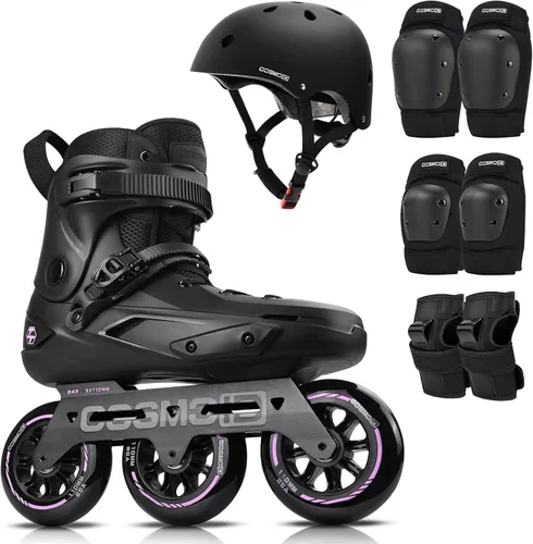 TT3 - Paquete de patines en línea con casco y equipo de protección, patines para adultos, 3 ruedas de 4.331 in, patines de alto rendimiento con