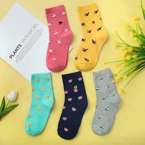 Miniatura 3 de 5 Pairs Womens Funny socks Cozy Cute Printed Patterned Fun Socks Novelty Cat Socks for Women Gifts