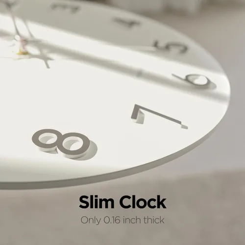 Miniatura 4 de mooas Reloj de Pared Moderno con Números 3D, 12" Reloj de Pared Analógico Decorativo con Movimiento de Barrido Silencioso Sin Tic-Tac Operado