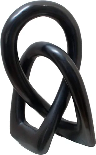 Miniatura 8 de Escultura de nudo de amor entrelazado en bucle continuo, decoración moderna y contemporánea, hecha a mano, esteatita artesanal de Kenia, manos Negro