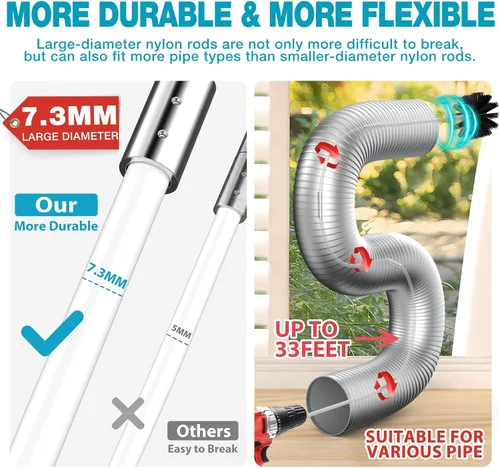 Miniatura 2 de Sealegend Kit de limpiador de ventilación de secadora de 58 piezas, 35 pies, herramientas de limpieza de secadora, incluye accesorio omnidireccional