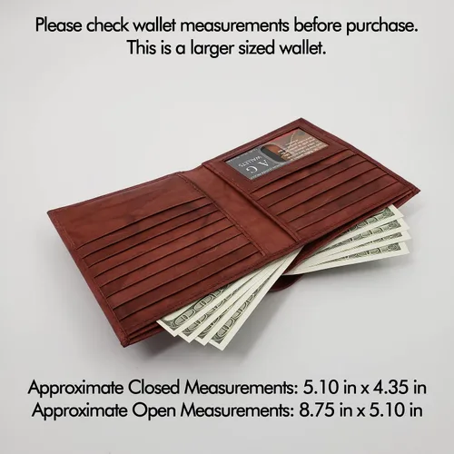 Miniatura 2 de AG Wallets Billetera de cuero de vaca RFID para hombre, estilo europeo, hipster, 1 ventana de identificación, Borgoña, Cartera Rfid