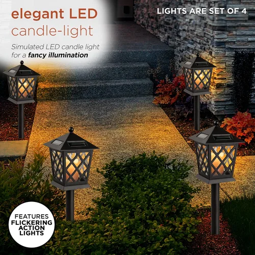 Miniatura 8 de Alpine Corporation Estacas de luz LED para exteriores de 16 pulgadas de alto (juego de 4)