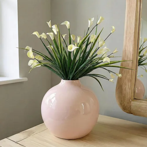 Miniatura 9 de Willowy Jarrón de porcelana brillante de 10 pulgadas, jarrón grande de cerámica negra, jarrones negros para centros de mesa, para decoración
