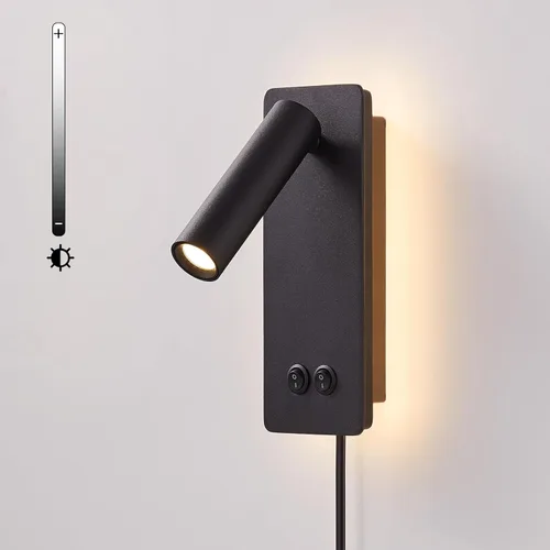 Miniatura 10 de Luces LED de pared de lectura para dormitorio, lámpara de pared nocturna con luz de fondo, apliques de pared ajustables con cable enchufable, Blanco