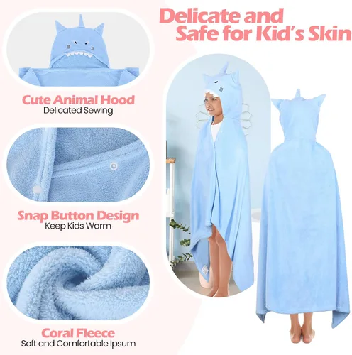 Miniatura 3 de Moukeren Toalla con capucha de 3 piezas para niños de 27.5 x 50 pulgadas, tamaño grande, toalla de baño absorbente para niños de 3 a 10 años