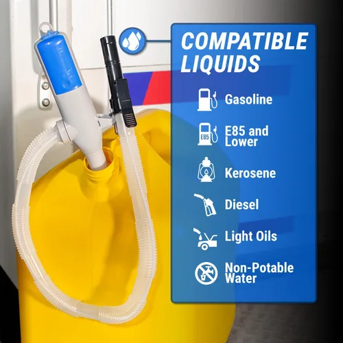 Miniatura 7 de TERA PUMP TRHA03 - Bomba de transferencia de agua, diésel, gas con sistema de parada automática (protección contra fugas), 2 pilas AA (no incluidas)