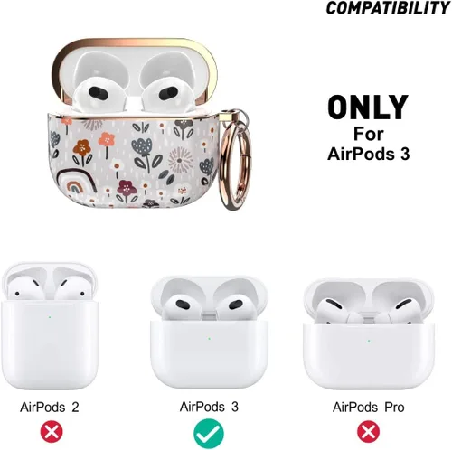 Miniatura 2 de wenew Funda para AirPod 3 AirPods 3ª generación para mujer, LED visible, resistente, soporte inalámbrico de carga (gris)