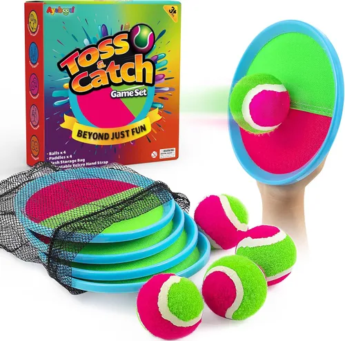 Ayeboovi Juego de pelotas para lanzar y atrapar, juguetes al aire libre, juegos de patio, juegos al aire libre, juguetes de playa para niños, juego