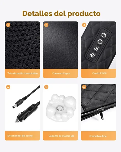 Miniatura 7 de Masajeador Shiatsu para Cuello y Espalda con Calor, Masajeador para Cuello y Hombros, Masaje de Amasamiento de Tejidos Profundos 4D para Piernas